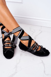 Lace-up Velor Ballerinas Lu Boo Black