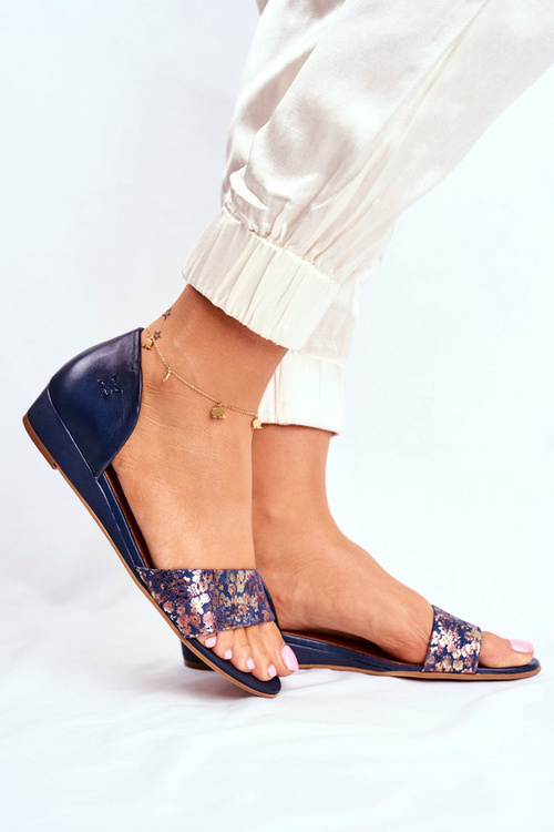 Leather Maciejka Sandals 1971-50 Navy Blue