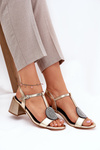 Leather Heeled Sandals With Decoration D&A JC51-842 Gold