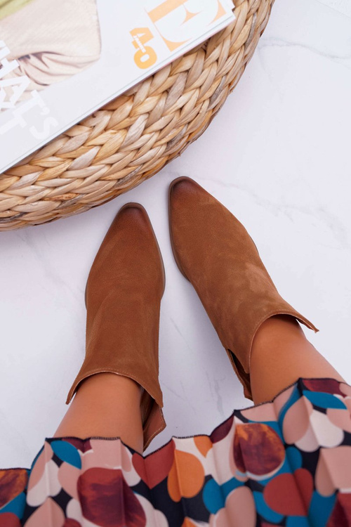 Women's Heeled Boots Spring Leather Suede Brown Nicole 2430