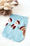 Socks Santa Claus and Reindeer Blue