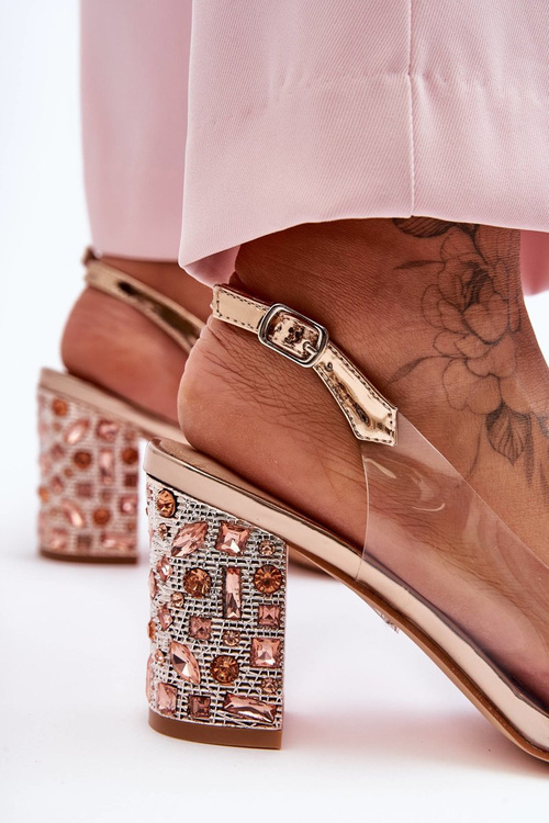 ransparent Glitter Stylish Sandals Gold Pink SBarski MR1037-18 T