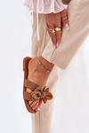 Flat Women's Sliders With Bow Camel Tobin