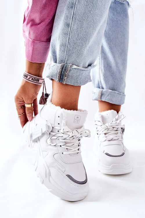 Damskie Ocieplane Sneakersy Śniegowce Białe Kaphia