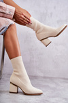 Women's Boots With Elastic Sock Beige Carmon
