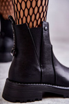 Leather Warm Boots On A Flat Heel Black Salome