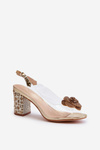 Transparent Sandals On Heel With Decorations S.Barski MR38-356 Golden