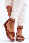 Women's Zipper Flat Flip Flops Brown Rise Up!