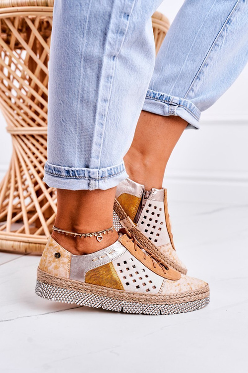 Damskie Skórzane Półbuty Maciejka Żółte 03339-44