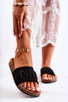 Classic Suede Slippers With Beaded Black Vayana