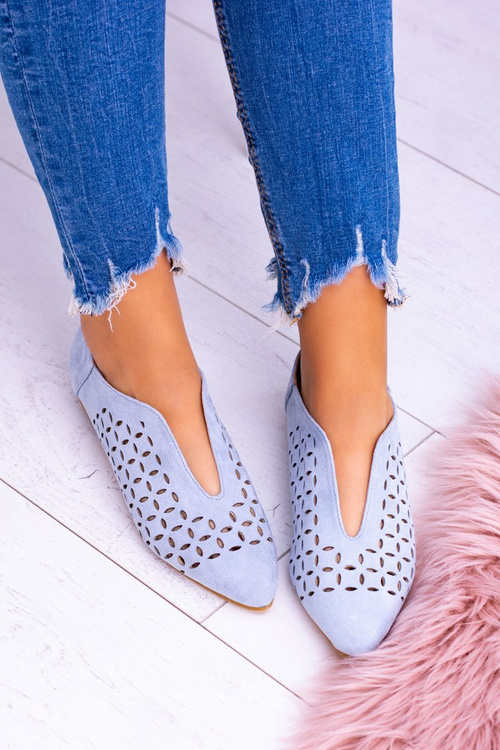 Lu Boo Blue Suede Women's Slip-on Half Shoes Synthia