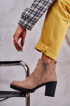 Suede Boots On High Heels With A Zipper Beige Sevione