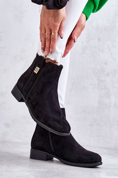 Women's Suede Boots With Ornament Black Giana