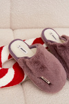 Fur Ladies Slippers Dark Purple Belinna