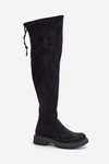 Knee High Boots With Flat Heel Made Of Eco Suede Black Arkelia