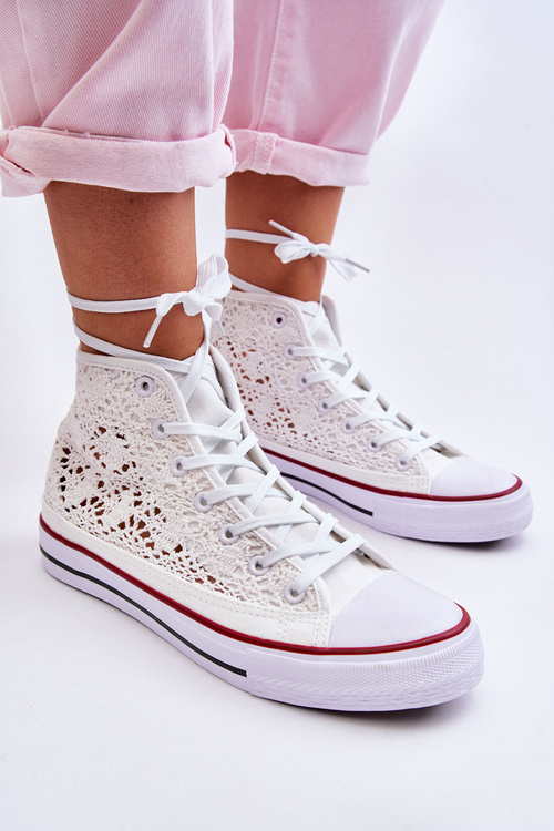 Women's Lace High Sneakers White Cornella