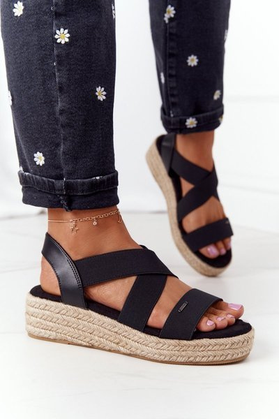 Wedge Sandals With Drawstring Big Star HH274411 Black