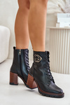 Warm Women's Ankle Boots On Heel Black Vinceza 58359