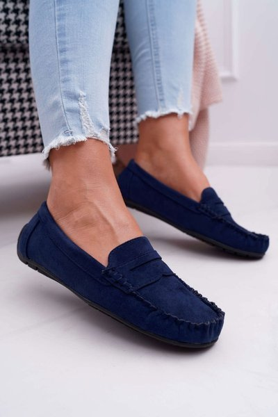 Women's Mocassins Navy Blue Suede Bolero