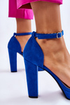 Suede Sandals On Heel Blue Spectacular 