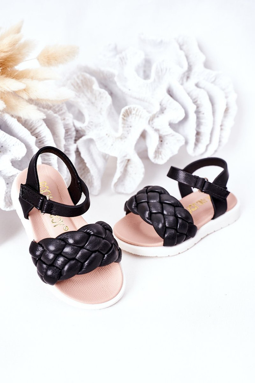 Children's Braided Sandals Black Adella