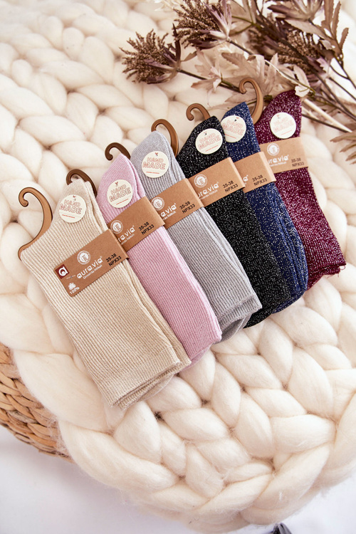 Women's Antibacterial Socks With Shiny Thread Grey