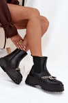Women's Platform Ankle Boots With Chain Black Marvella