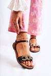 Women's Sandals On Flat Heels With A Chain Black Minevra