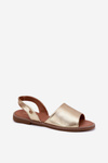 Ladies Sandals On Flat Heel Eco Leather Golden Dereka