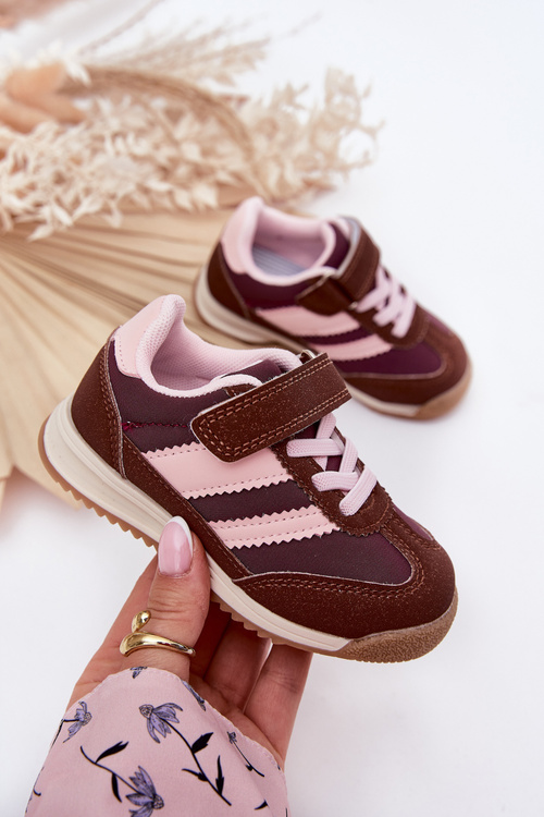 Buty Sportowe Sneakersy Dziecięce Rzep Brązowe Viona 