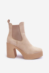 Leather Boots On Massive Heel Beige Sunilda