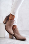 Women's leather boots on a high heel Maciejka Beige 04492-43