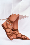 Women's Sandals Laced Camel Negros