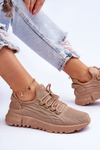 Buty Sportowe Sneakersy Damskie Wsuwane Ciemnobeżowe Rosett