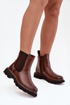 Women's winter ankle boots with zipper brown Rivelia