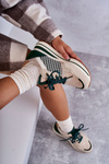 Fashionable Women's Sport Shoes On A Wedge Beige-Green Aronne