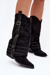 Women's Cowboy Boots With Embellishment And Buckle Black Camilora