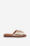 Flat Sandals With Decorative Bow Golden Deonelis