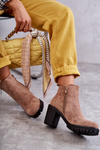 Suede Boots On High Heels With A Zipper Beige Sevione
