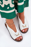 Flat Sandals With Decoration Eco Leather White Tillireta