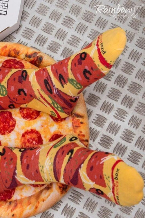 Rainbow Socks Pizza 4 Pairs Hawaiian Pepperoni Italian