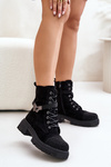 Insulated Ankle Boots Workers With Decoration Black S.Barski HY42-281