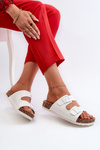 Women's Cork Platform Sandals With Buckles White Wedges