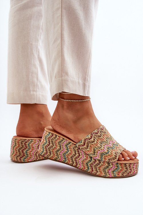 Women's Beige Wedge Sandals Vanarila