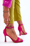Women's Suede Heel Sandals Fuchsia Rousses