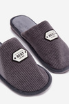 Men's slippers with embroidery gray Presine