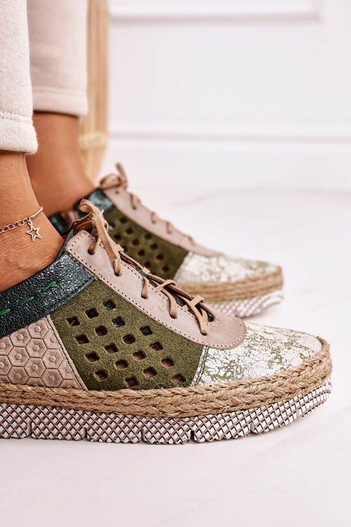 Women's Leather High Boots Maciejka Green 03339-09