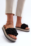 Women's Platform Sandals Adorned with Flowers Black Nodina