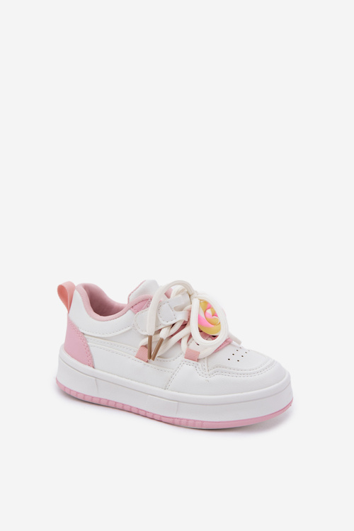 Dziecięce Sneakersy Z Przypinką Lizak Na Rzep Biało-Różowe Odalira