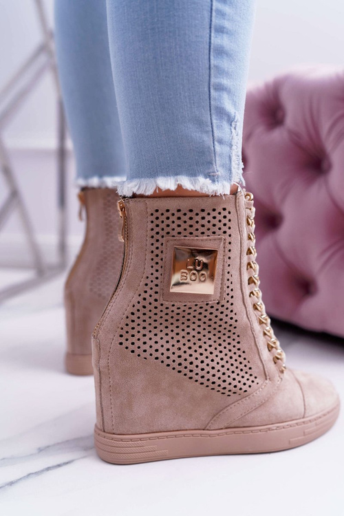 Women's Lu Boo Openwork Suede Beige Clamma Sneakers